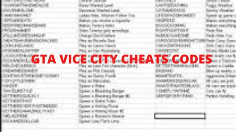 cheat code for vice city